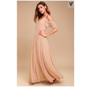 Blush Off the Shoulder Wrap Maxi Dress